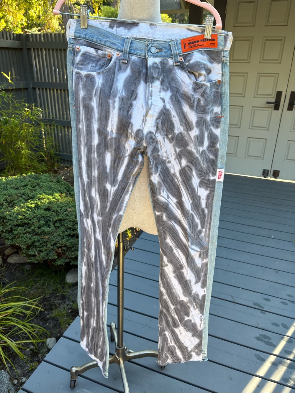 Levi's Heron Preston Tie-Dye Grey & White Jeans
